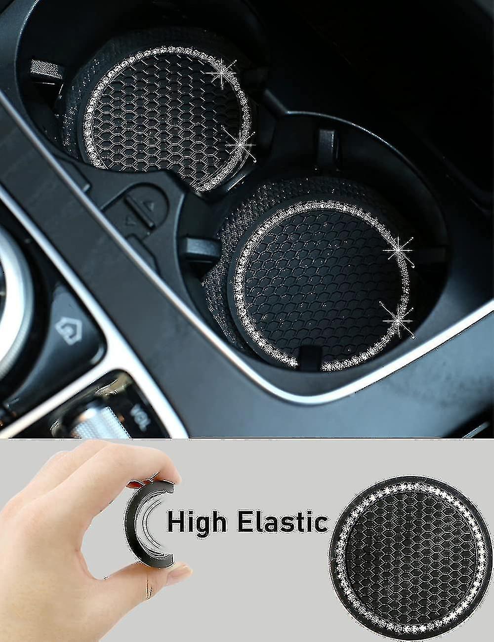 4 Pieces Car Coaster， 2.75 Inch Silicone Non-slip Crystal Car Coaster， Car Interior Accessories， Gm