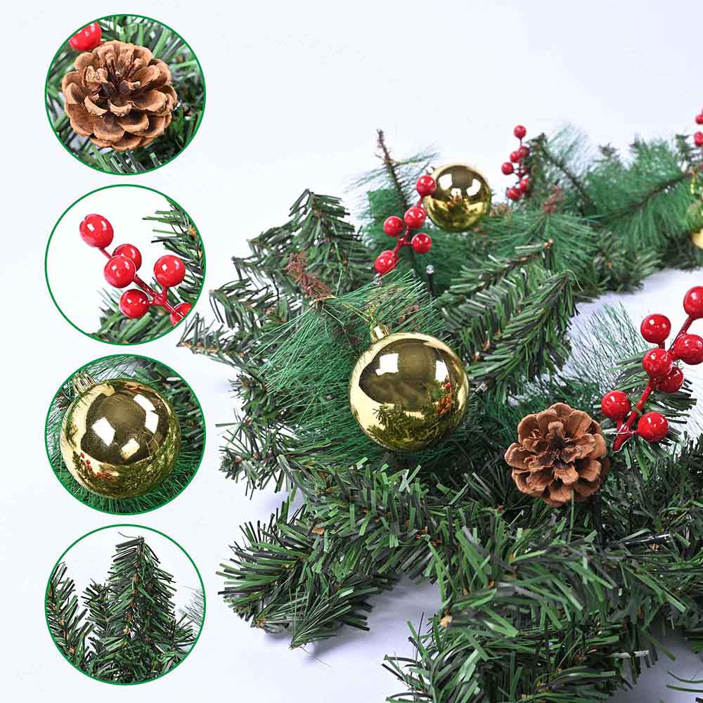 Yescom Pre-lit Christmas Pine Garland with Lights 9ft Battery Operated