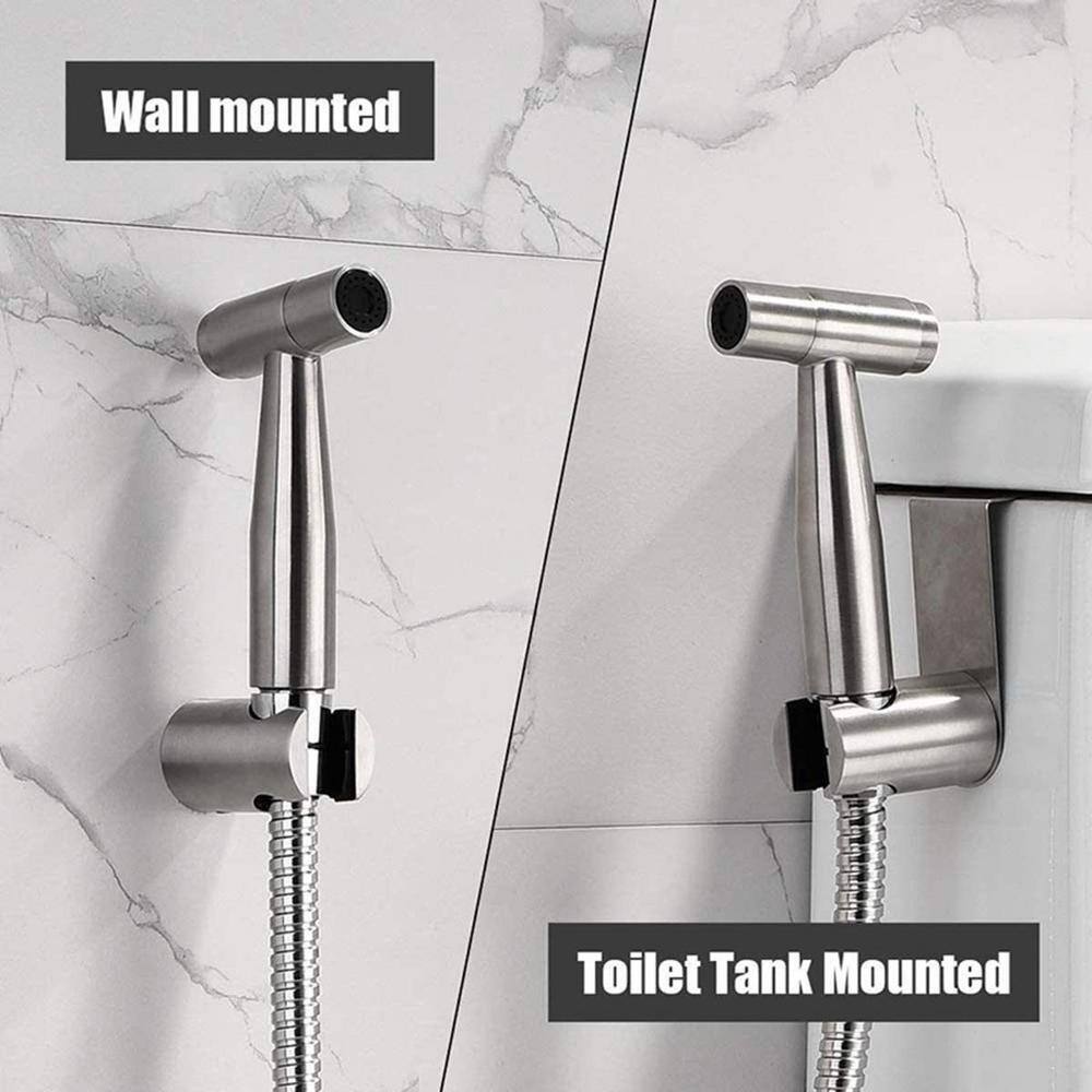 Tileon Non- Electric Handheld Bidet Sprayer for Toilet Single Handle Bidet Attachment in. Brushed Nickel AYBSZHD1359