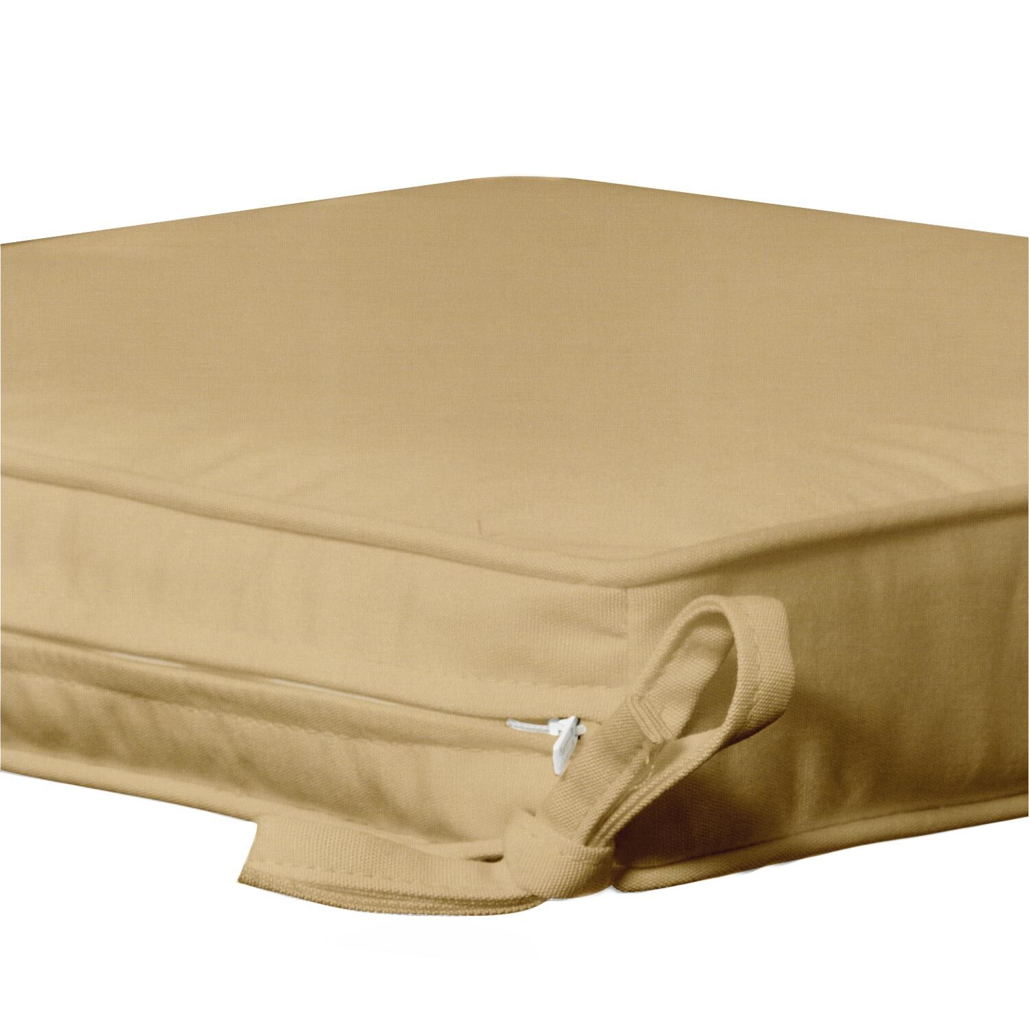 Sunbrella Canvas Wheat Medium Outdoor Replacement Seat Cushion W/ Piping By Signature