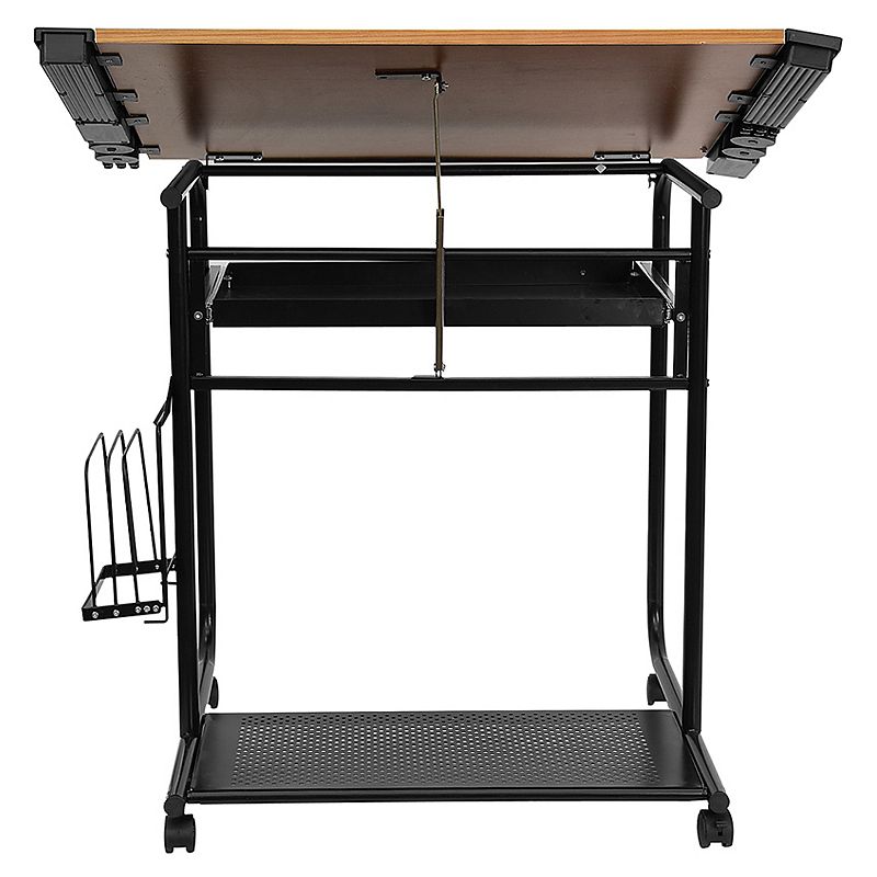 Emma and Oliver Adjustable Drawing and Drafting Table with Dual Wheel Casters