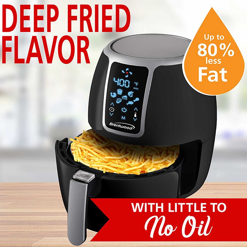 Brentwood Small 1400 Watt 4 Quart Electric Digital Air Fryer with Temperature Control in Black