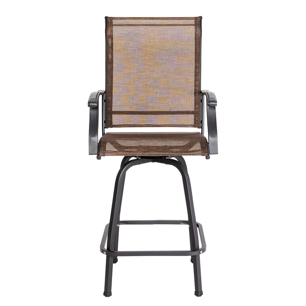 Outdoor Patio Swivel Bar Stools   Weather Textilene  Brown   bar swivel chair