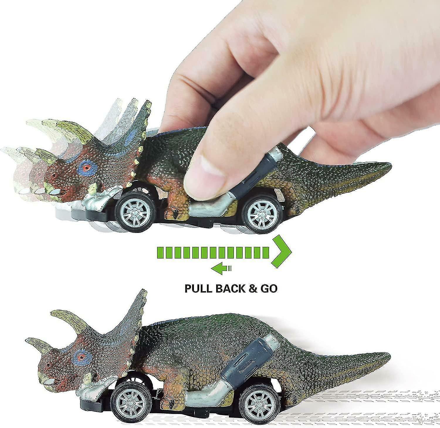 Miman 6pcs Dinosaur Pull Back Cars Toys Children Boys Christmas Birthday Gift