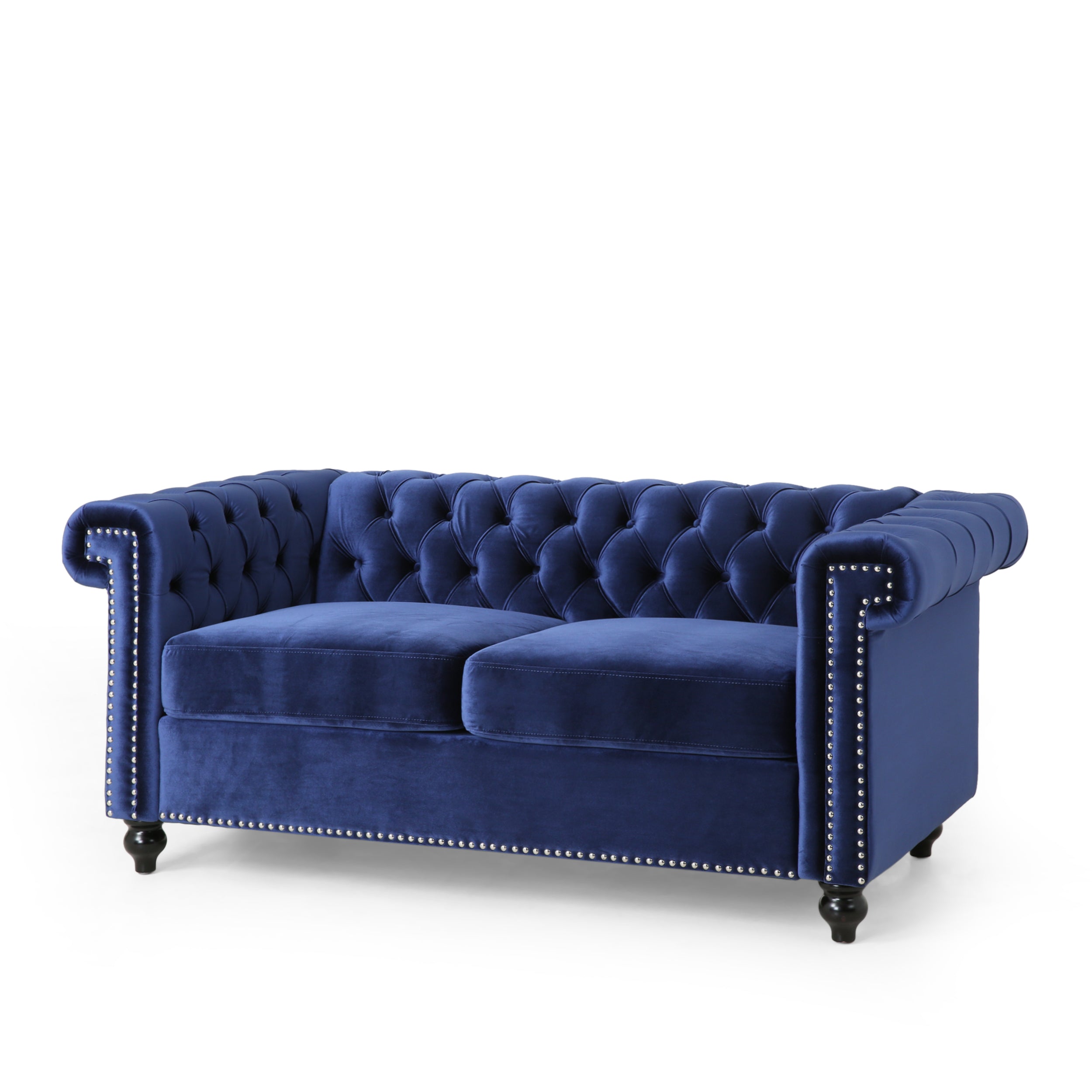 Timber Modern Glam Tufted Loveseat with Nailhead Trim