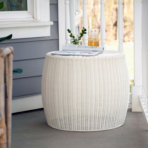 Household Essentials Indoor/Outdoor Resin Wicker Storage Side Table