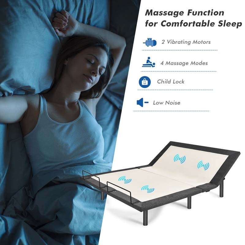 Adjustable Bed Base with Wireless Remote, Zero Gravity Smart Electric Bed Frame with Massage Modes