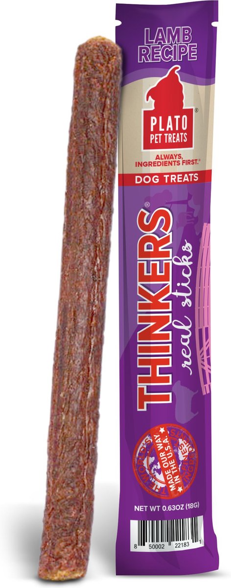 Plato Thinkers Real Sticks Lamb Recipe Dog Treat， 0.63-oz pouch