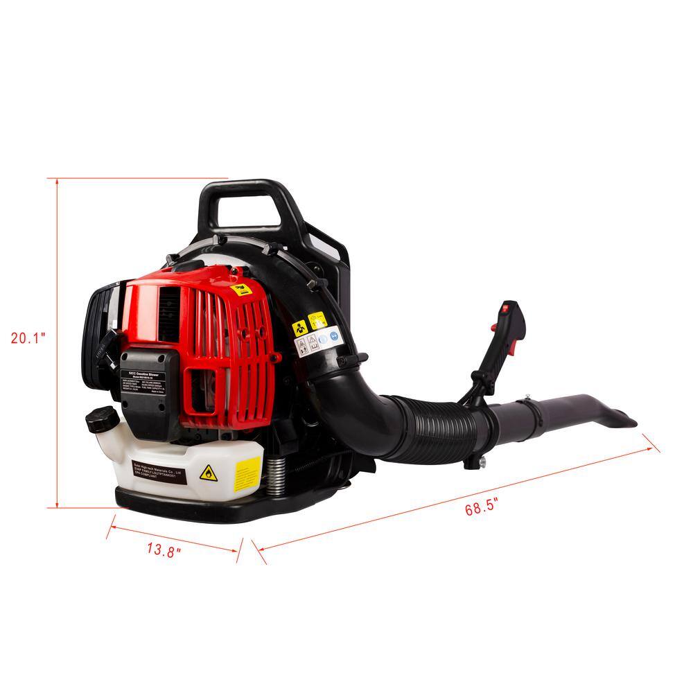 Afoxsos Black and Red 530 CFM 52cc 2-Cycle Gas Backpack Leaf Blower with Extension Tube HDMX1589