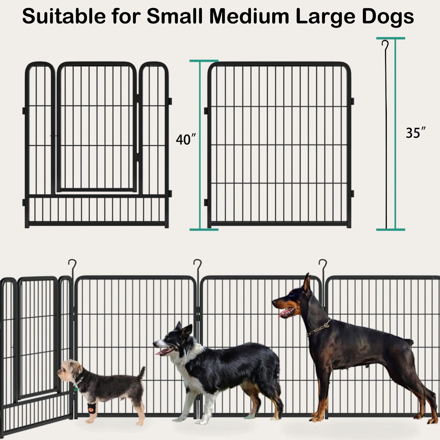 CL.HPAHKL 8/16 Panel 40''×32''Dog Playpens with Door for Inside， Pet Playpen for Small Animal Dog Playpens indoor outdoors for Large Dogs Folding Exercise Pens and Exercise Fence Barrier Playpen Kennel