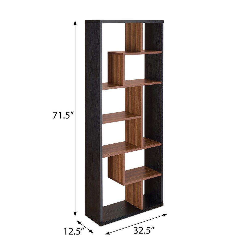 Mylinh Black and Walnut 6 tier Bookshelf