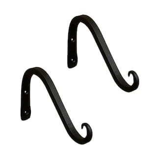 ACHLA DESIGNS 4 in. Tall Black Powder Coat Metal Angled Up Curled Wall Bracket (Set of 2) TSH-07-2