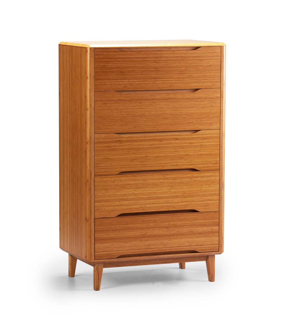 Caramelized Bamboo 5 Drawer Chest Modern Currant by Greenington