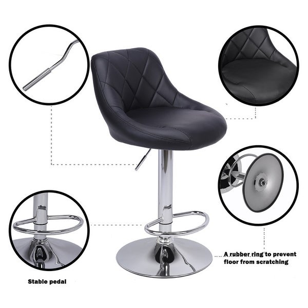 2pcs Adjustable High Type with Disk Backrest Design Bar Stools Black