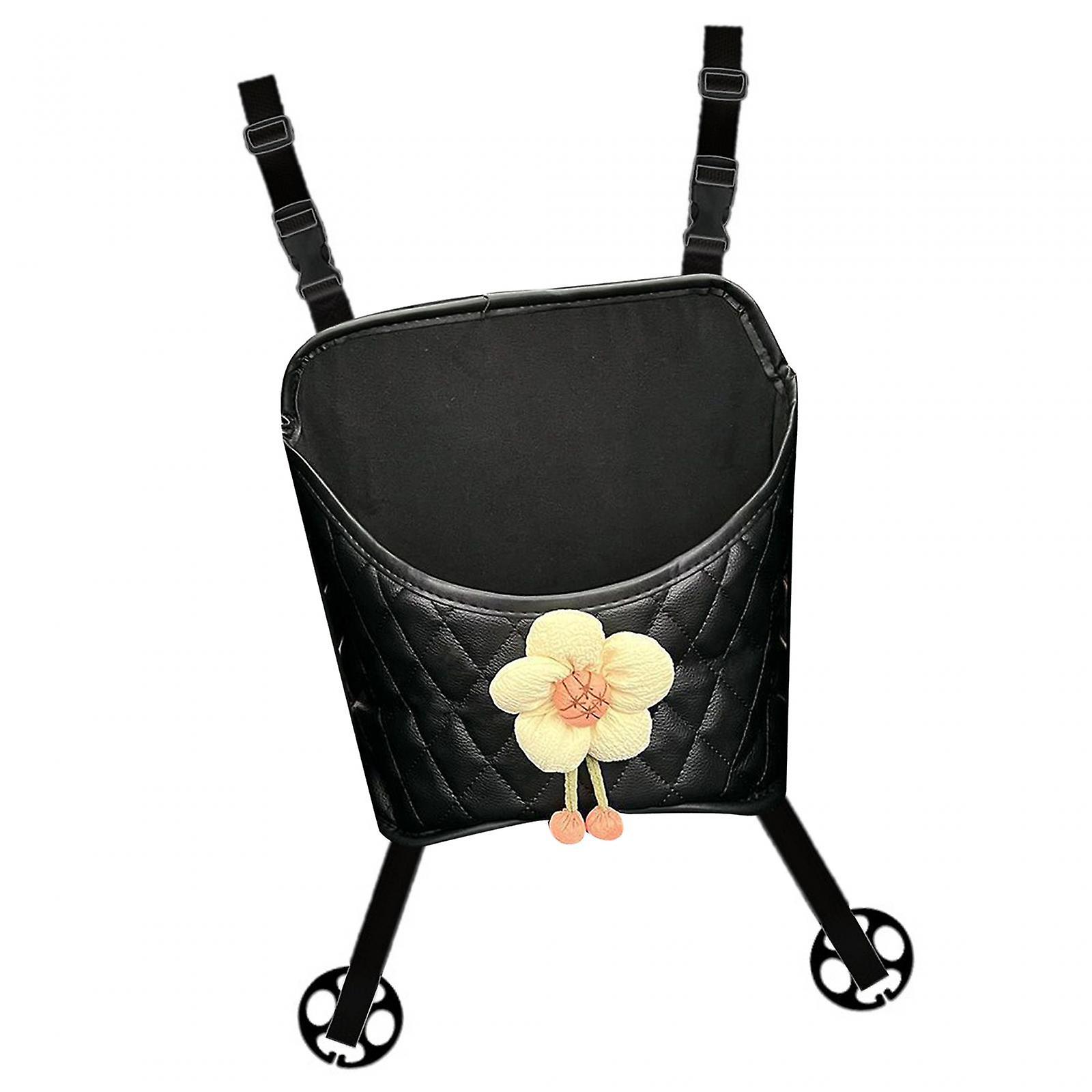 Auto Organizer Large Capacity Car Purse Holder For Cup Cosmetic Sundries Black Flower