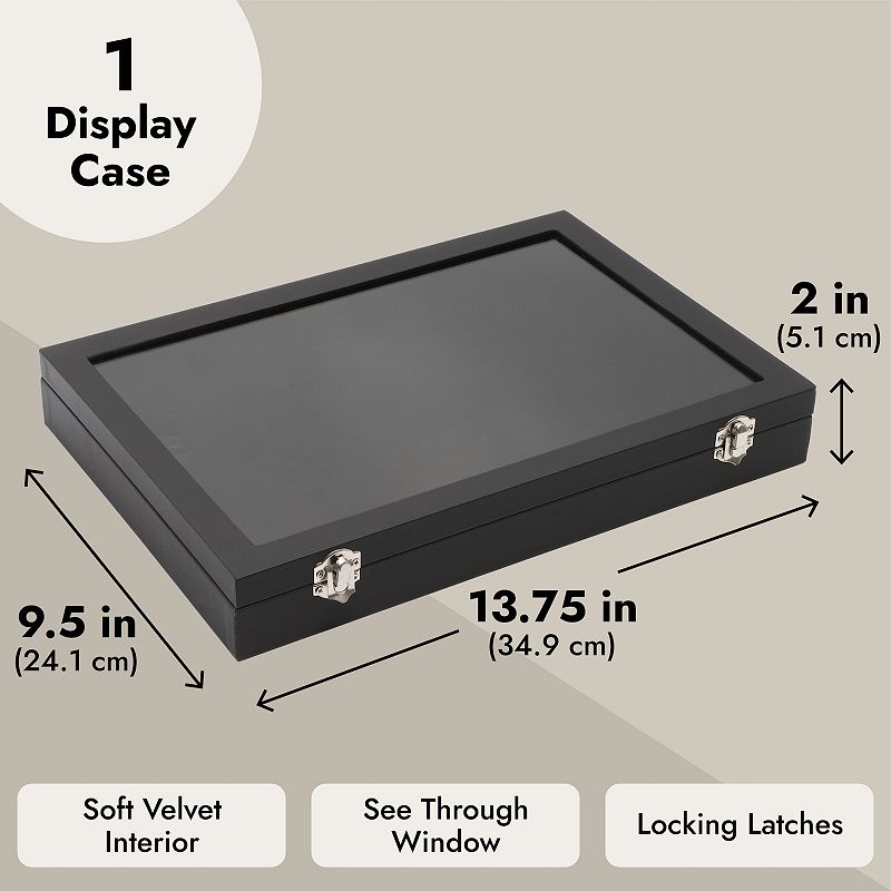 Black Velvet Jewelry Display Case for Rings， Bracelet and Necklace Organizer Box (14 x 9.5 In)