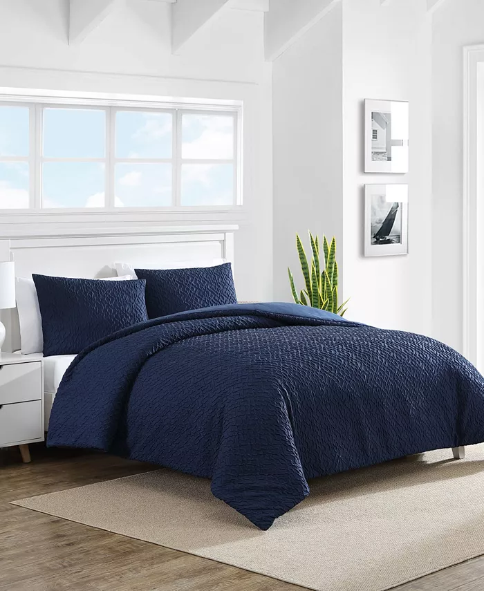 Nautica Point Harbor Embossed 2 Piece Duvet Cover Set， Twin