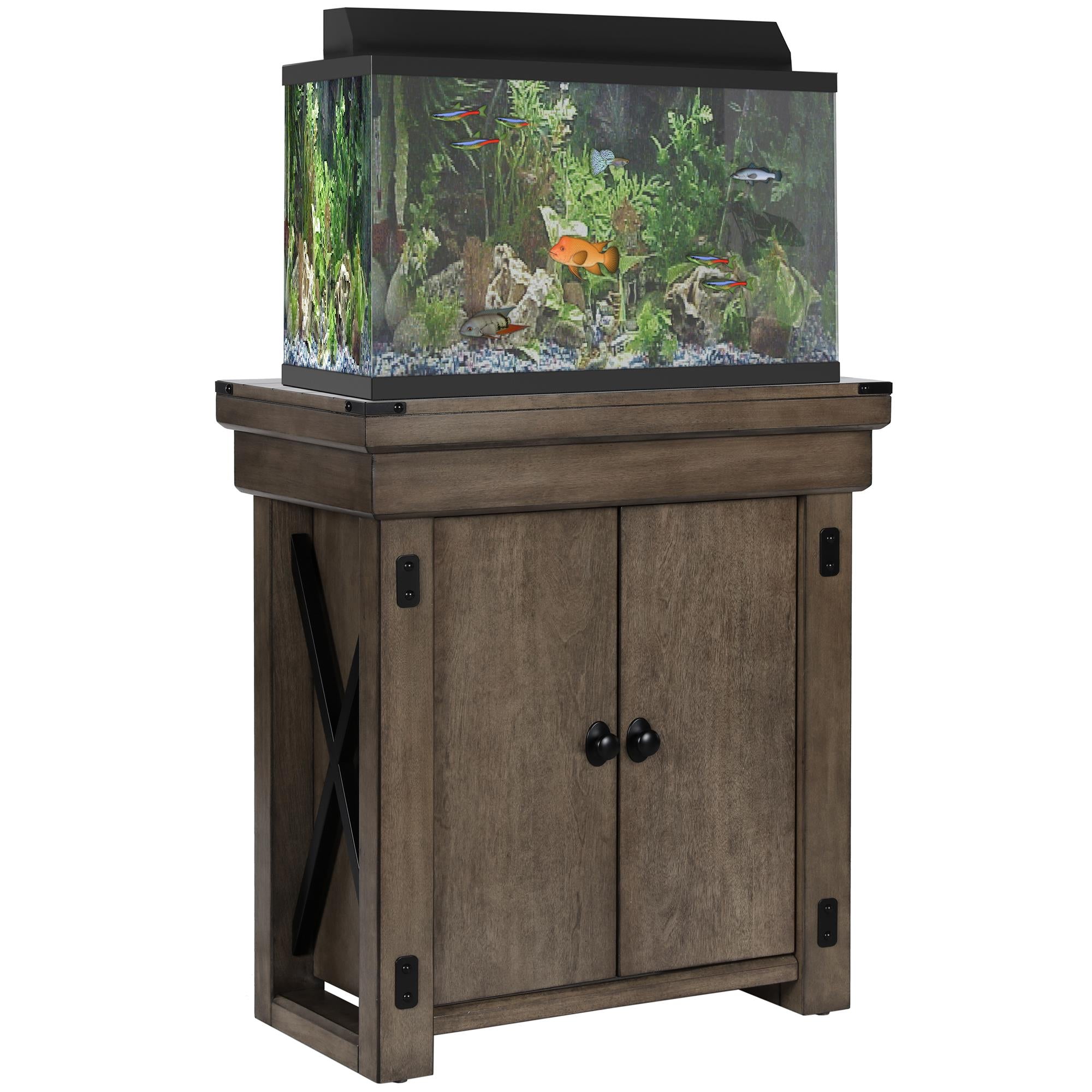 Flipper by Ollie and Hutch Wildwood 20 Gallon Aquarium Stand， Rustic Gray