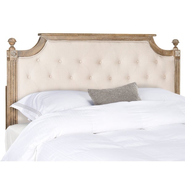 SAFAVIEH Rustic Beige Tufted Linen Queen Headboard - - 23591458