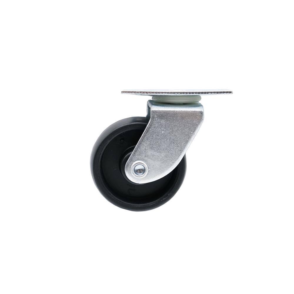 Everbilt 1-58 in. Black Plastic and Steel Swivel Plate Caster with 50 lb. Load Rating (4-Pack) 49558