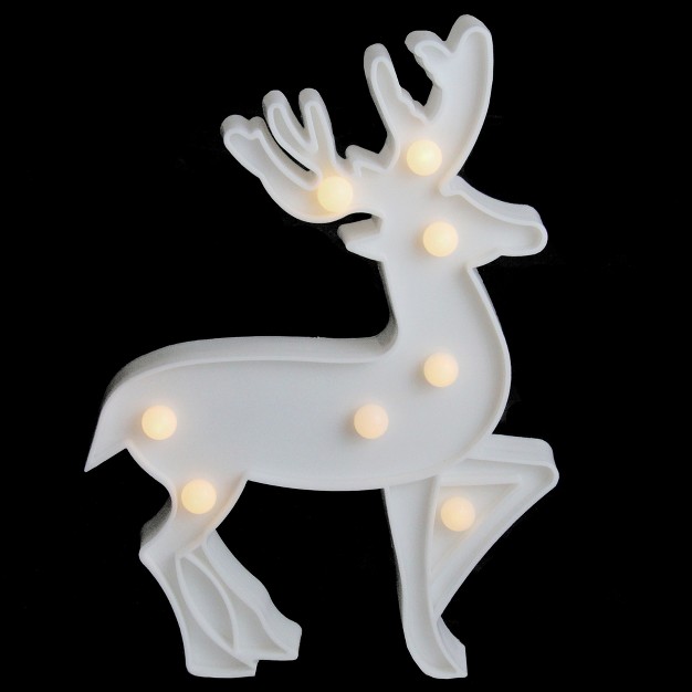 Battery Operated Led Lighted Reindeer Christmas Marquee Sign White