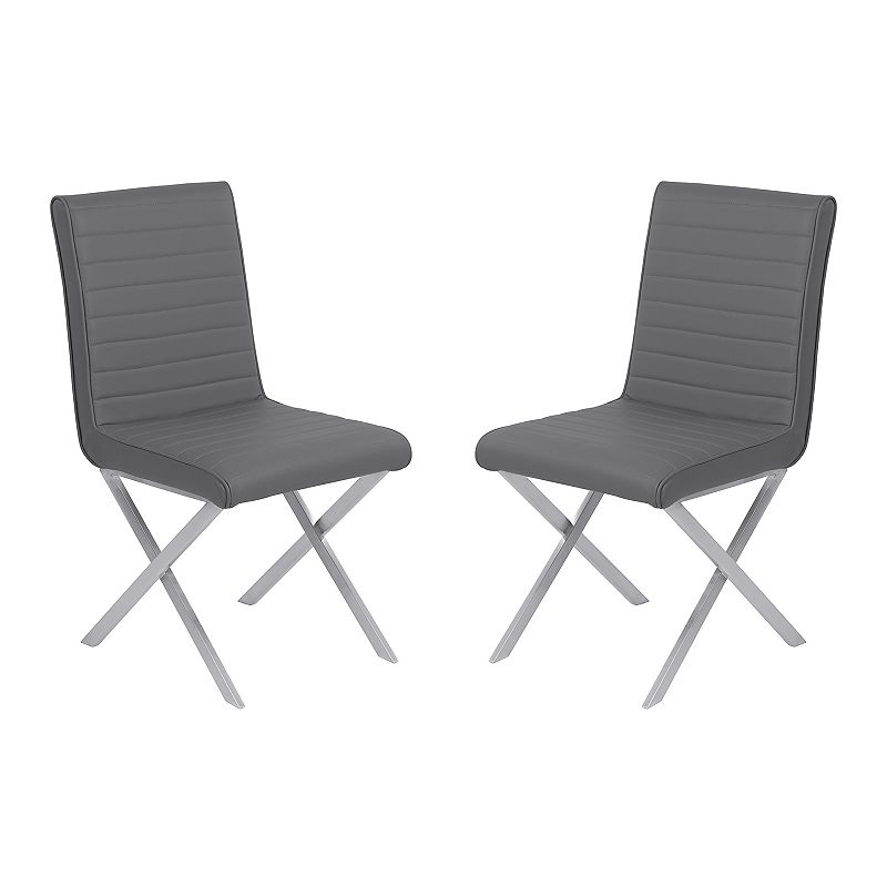 Armen Living Tempe Faux Leather Dining Chair 2-piece Set