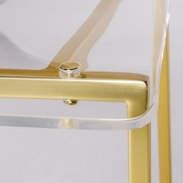 Clear Acrilyc Counter Stool with Steel Legs in Gold Finish