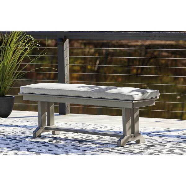 Signature Design by Ashley Visola Outdoor Poly All Weather Bench with Cushion