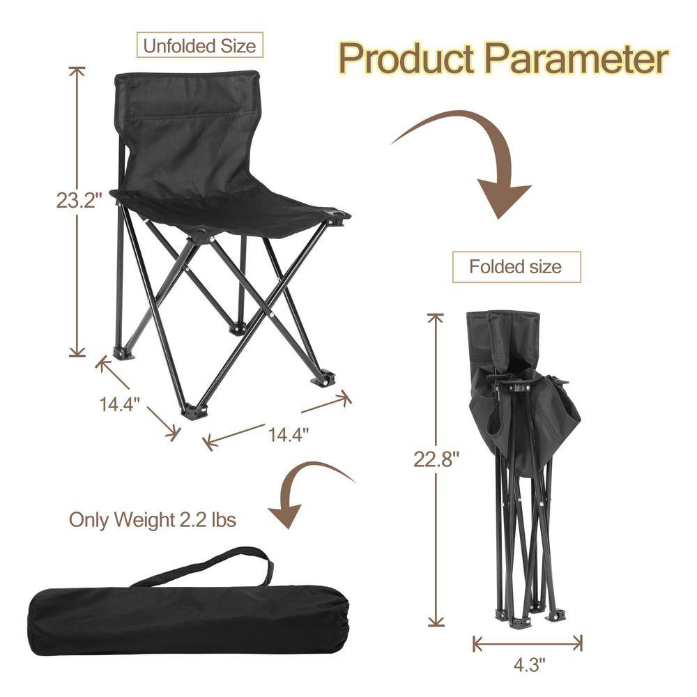 dubbin Armless Portable Folding Camping Chair for Outdoor Camping Fishing in Black FXPFFS-1009