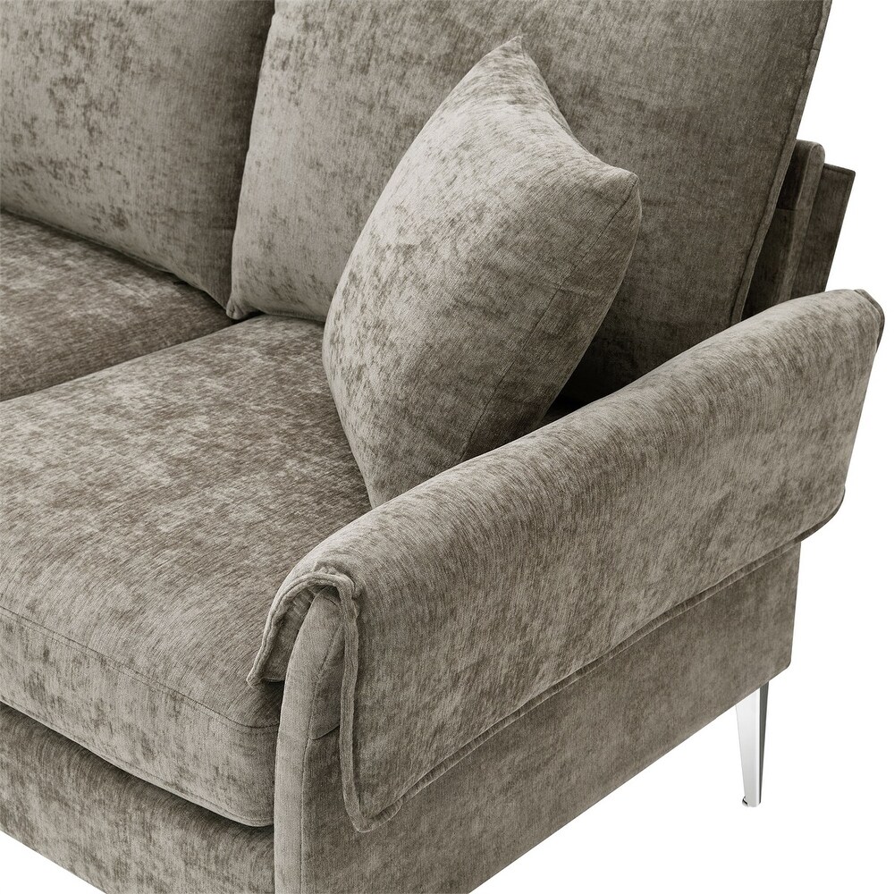 Merax Modern Chenille L Shaped Sofa Couch with Reversible Chaise Lounge