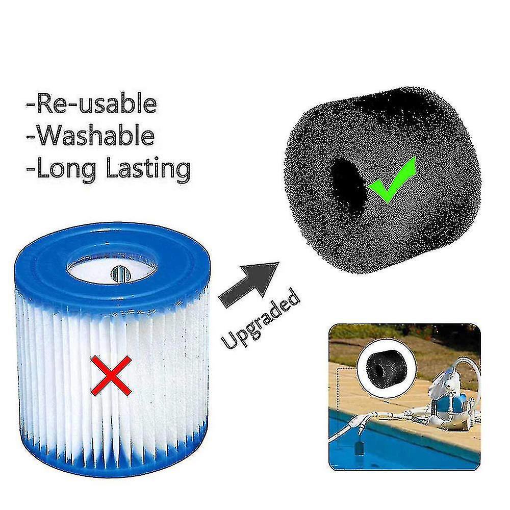 2pcs Filter Cartridge Sponge Washable Reusable Swimming Pool Filter Sponge Foam Sponge