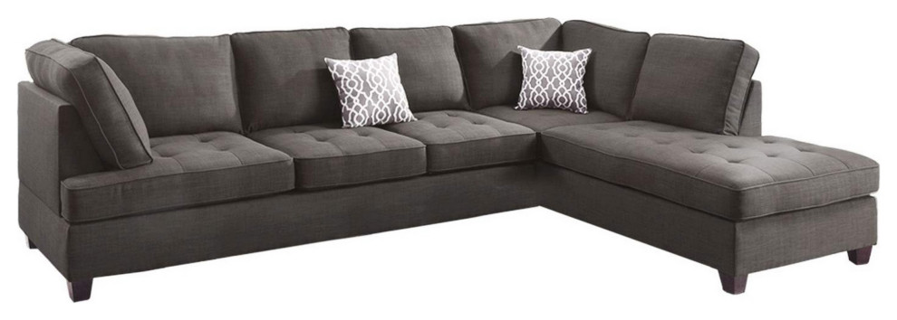 Roda 2 Piece L Shape Sectional Sofa With Reversible Chaise  Black Fabric   Transitional   Sectional Sofas   by VirVentures  Houzz