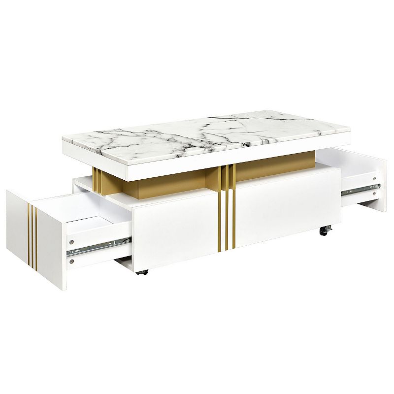 Merax Contemporary Coffee Table With Faux Marble Top