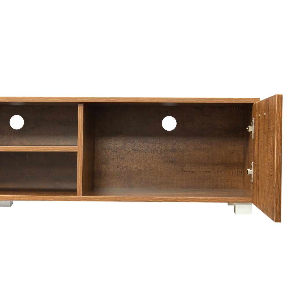 Wood Storage TV Stand  2 Storage Cabinet and Open Shelves  Entertainment Center for Up to 70\