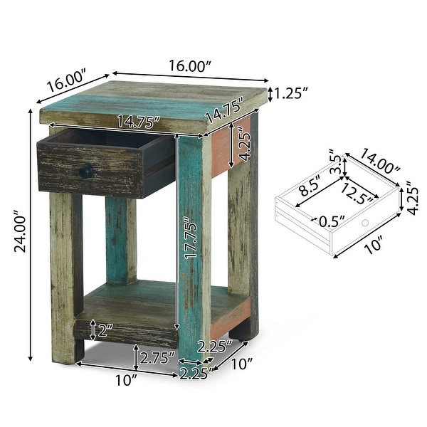 Meader Mango Wood Handmade Distressed Large Side Table by Christopher Knight Home