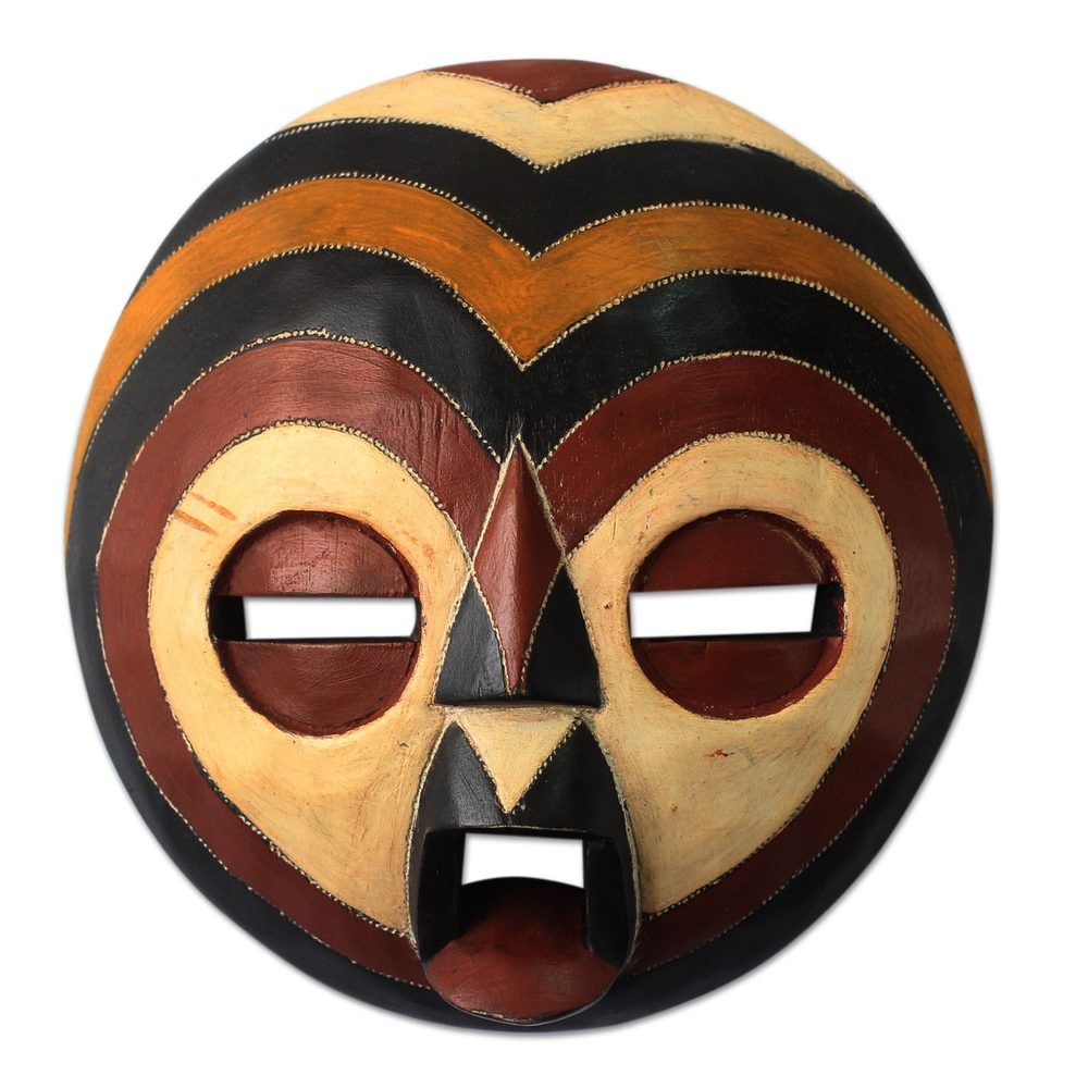 Handmade Rubberwood 'Sangaya' Mask (Ghana)   Multi color