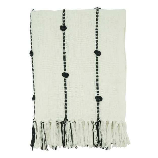 Saro Lifestyle Cotton Throw With Knotted Design