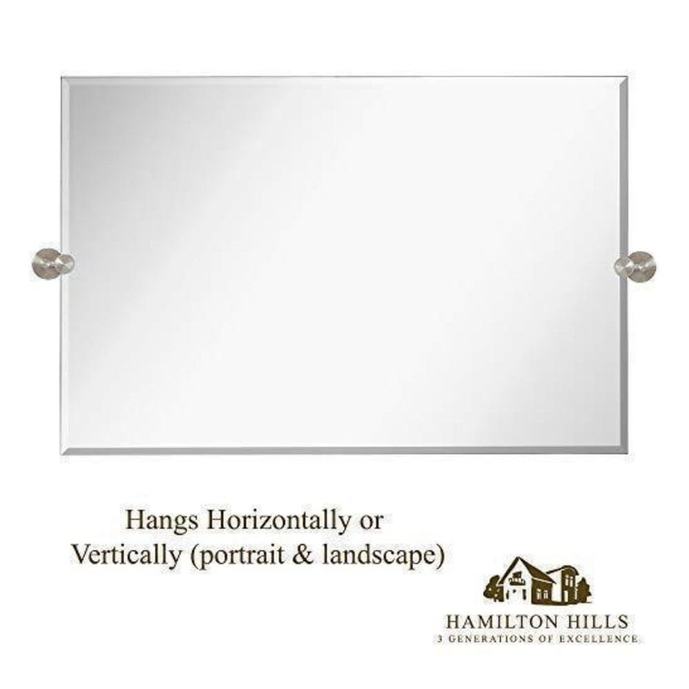 Large Tilting Pivot Rectangle Mirror with Brushed Chrome Wall Anchors 24