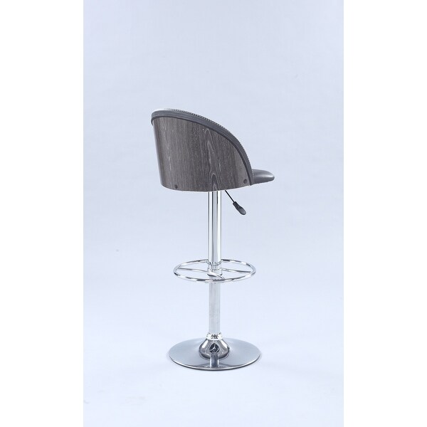 Somette Rounded Back Pneumatic Adjustable Stool with Dark Gray Faux Leather