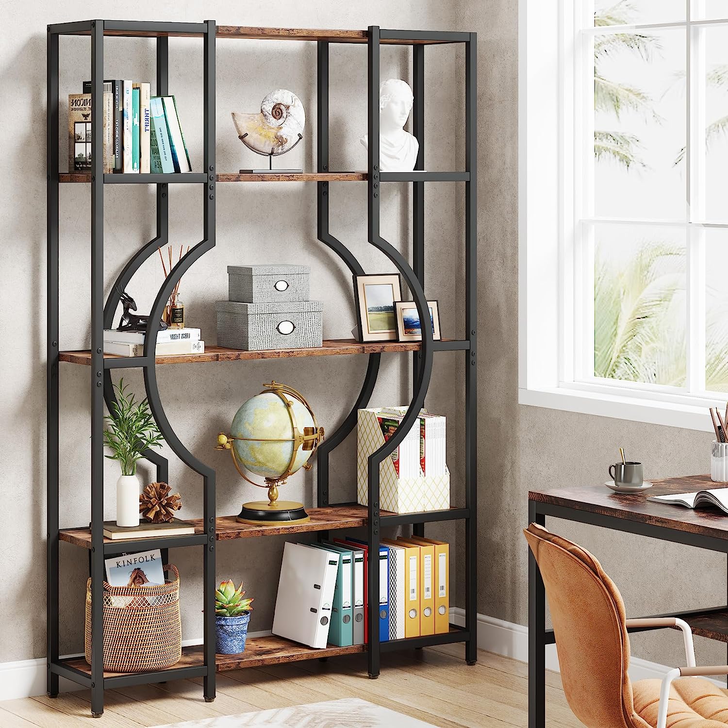 5-Tier Bookshelf, Industrial Bookcase Shelving Unit for Home Office