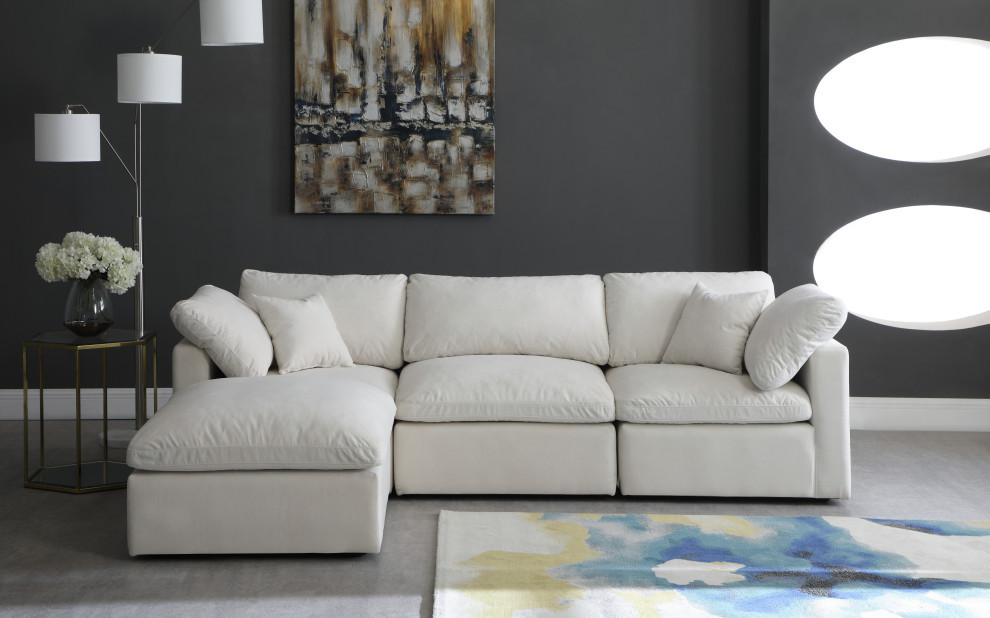 Plush Velvet / Down Standard Comfort L Shaped Modular Sectional   Transitional   Sectional Sofas   by Meridian Furniture  Houzz