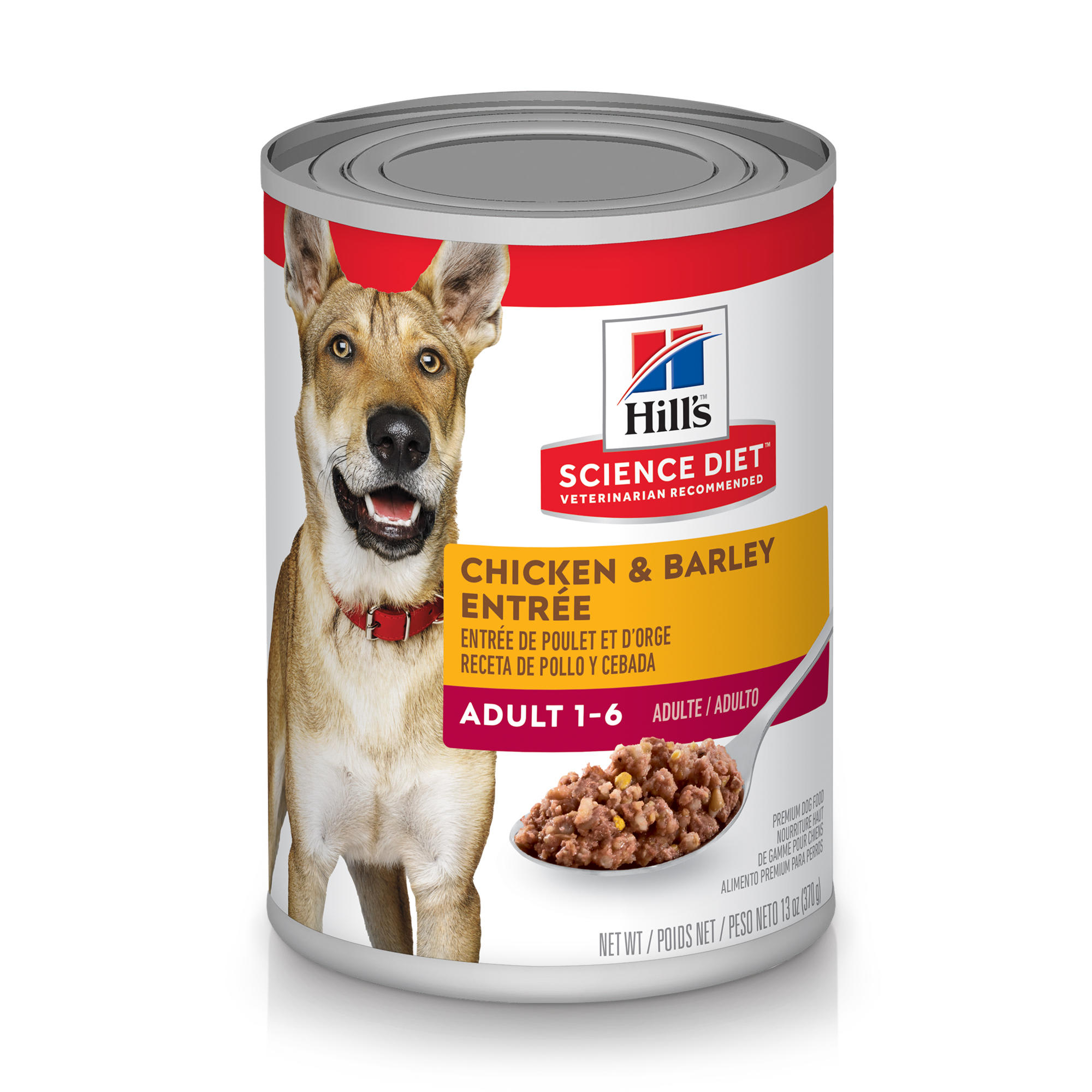 Hill's Science Diet Adult Chicken  Barley Entree Canned Dog Food， 13 oz.， Case of 12