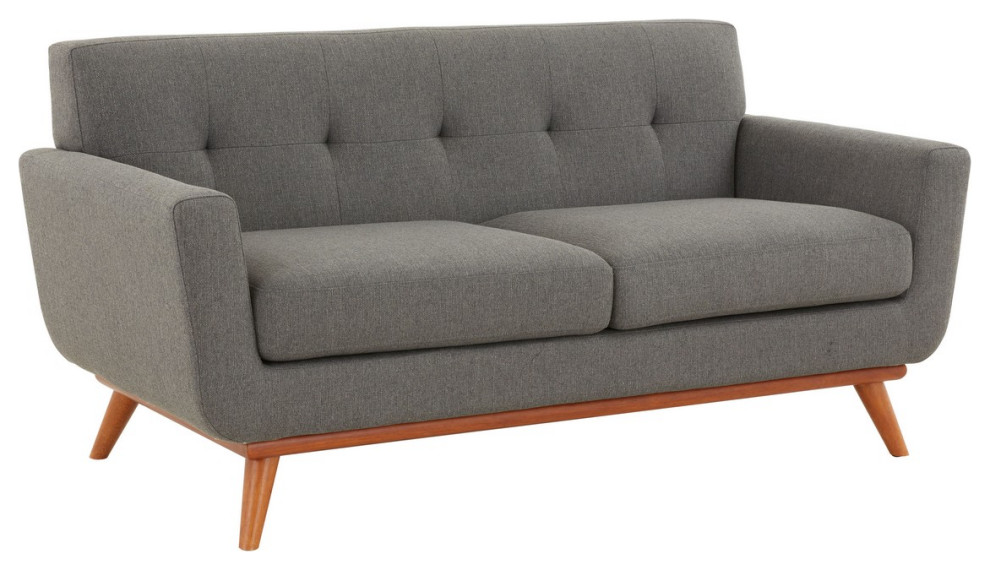 Safavieh Couture Opal Linen Tufted Loveseat   Midcentury   Loveseats   by Safavieh  Houzz