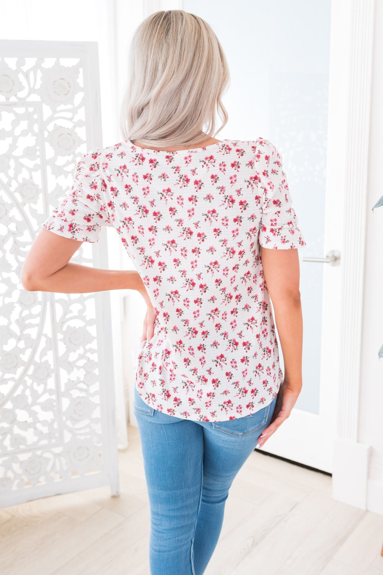Darling Smile Ruche Sleeve Top