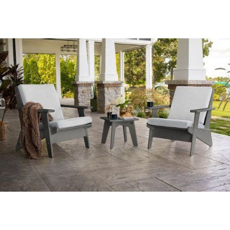 Polywood Rivera Outdoor 4pc Seating Set in White with Indigo Cushions