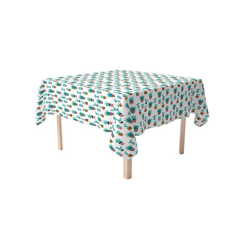 Square Tablecloth， 100% Cotton， 60x60， Cute Cactus Plants