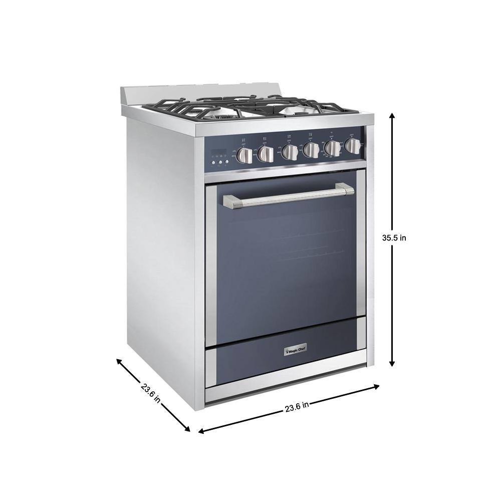 Magic Chef 24 in. 4 Burner Freestanding Gas Range in Stainless Steel MCSRG24S2