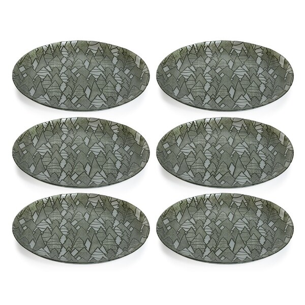 Hani 13 Alpine Tree Glass Platters，Set of 6