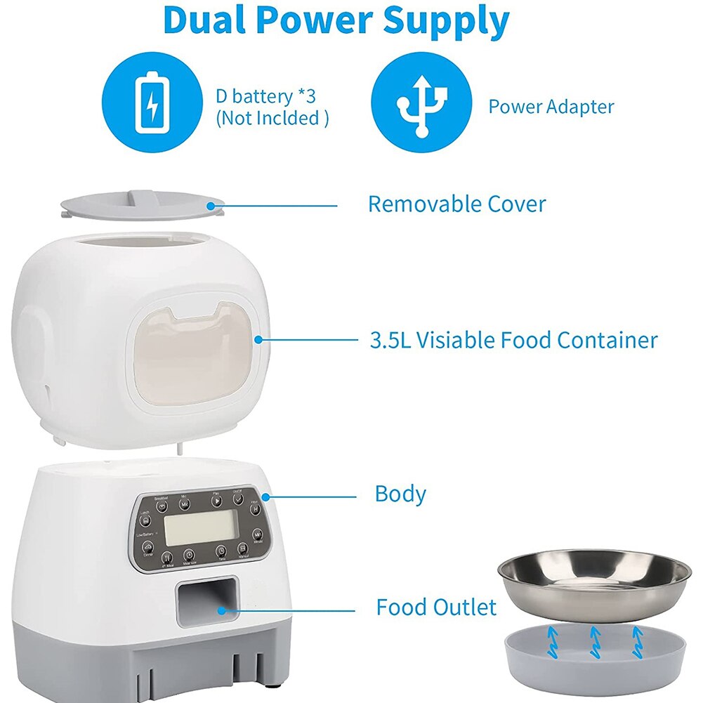 Household goods Automatic Pet Feeder Food Dispenser Cat Dog Smart Timer Feeding Supplies With Voice Record LCD Screen Timer