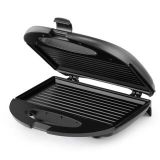 Continental Electric 120 W 2-Slice Black Countertop Contact Grill and Sandwich Maker with Non-Stick Surface CE23829